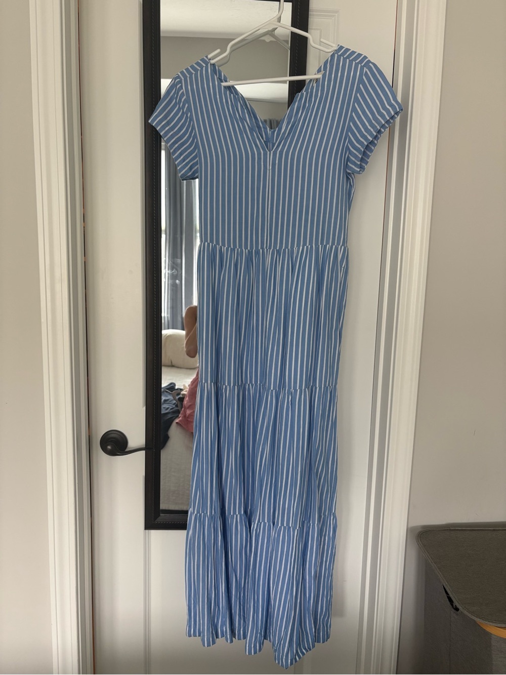 Pact Organic Cotton Sky Blue and White Striped Maxi Dress - Picture 1 of 3